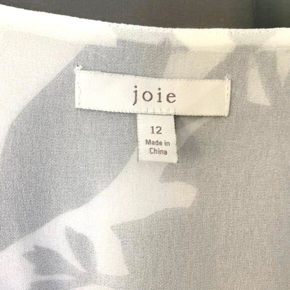 Joie Ashleena Silk Floral Dress In White And Black Size 12 - Picture 7 of 16